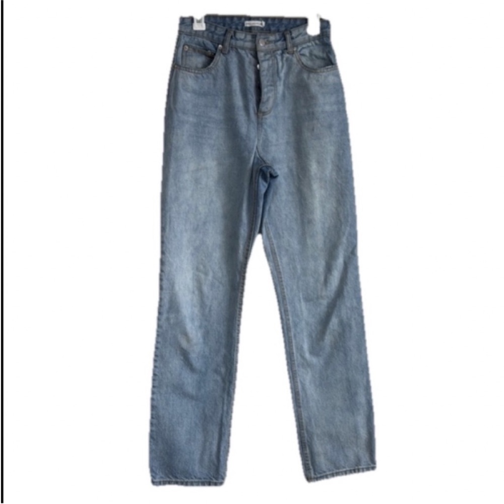 Avec Les Filles Jeans High Rise Button Fly Straight Leg Denim